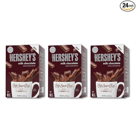 Candy Shop Cocoa HERSHEY’S Milk Iced Cocoa Mix, 1.25oz, 24 Pack | HERSHEY’S milk chocolate cocoa mix with rich, creamy chocolate flavor; just add water for smooth hot or iced drinks anytime