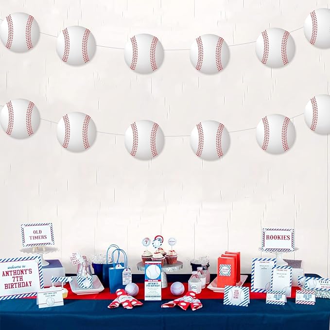 Vuzvuv 60Pcs 6In Paper Baseball Party Cutouts with 120Pcs Glue Points for Wall Bulletin Board Decorations or Baseball Sport Theme Party or Classroom Decor Supplies