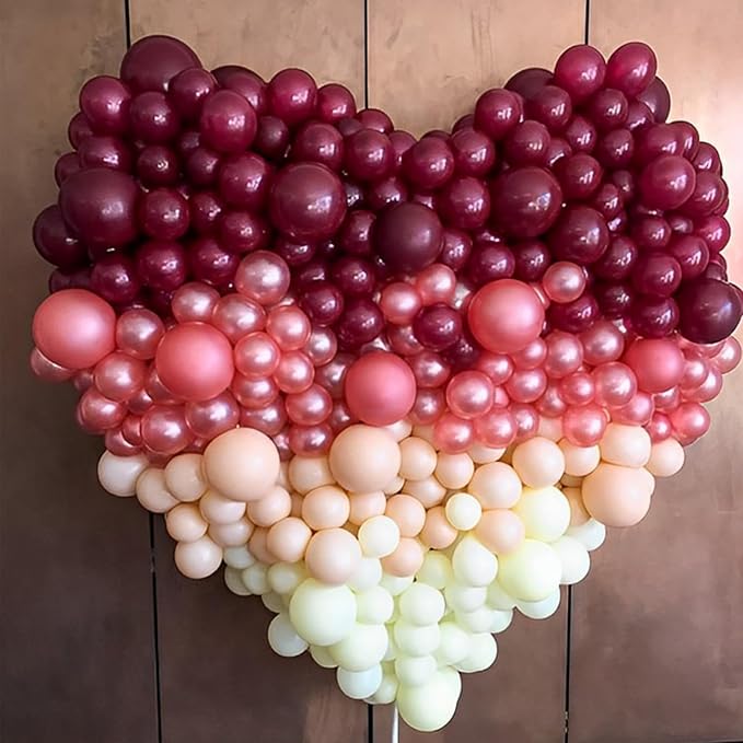 Voircoloria 110pcs Burgundy Balloons 12inch Maroon Latex Party Balloons for Graduation, Thanksgiving Day, Autumn Fall Theme Party, Wedding, Birthday, Valentines, Baby Shower Decorations
