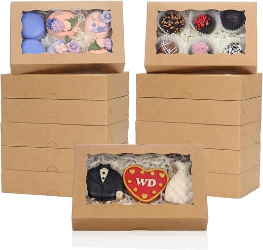 RomanticBaking 50 Pack DIY Assembly Brown 7 x 4 3/8 x 1½ inches Cookies Boxes BakeryTreat Boxes Packaging for Macaron Chocolate Truffle Cakesickle