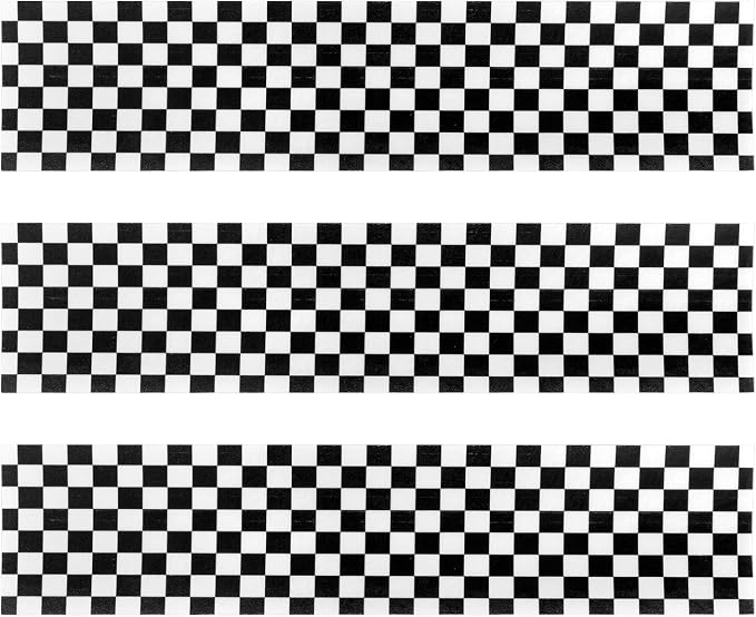 3pcs Edible Cake Borders, 28x6.2cm/11x2.44in Black White Checkered Birthday Cake Decorations Pre-Cut Rice Paper Wrap Strips for Racing Cars Theme Images Birthday Party Dessert Decorations