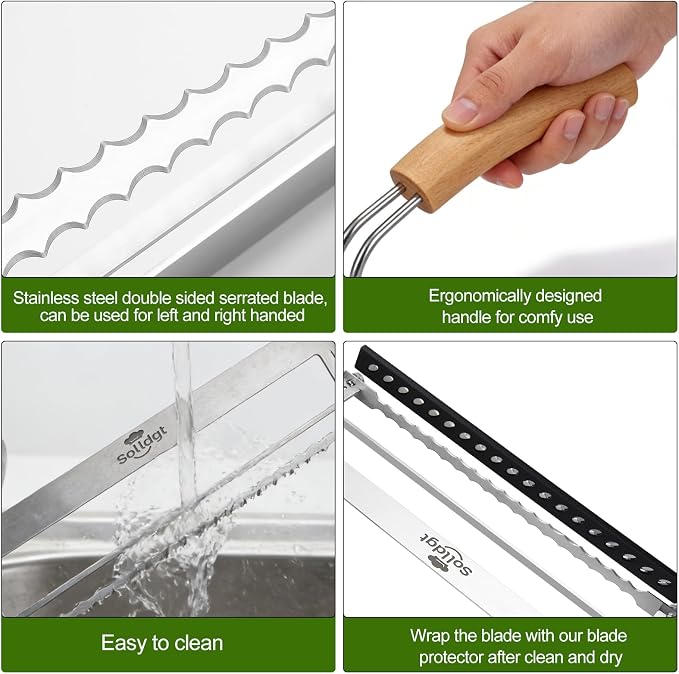 Adjustable Bread Slicer for Homemade Bread - Upgrade Manual Sourdough Bread Knife with Thickness Guide, Bread Bow Cutter with Serrated Stainless Blade for Baguettes, Gift for Baker, Ambidextrous Use