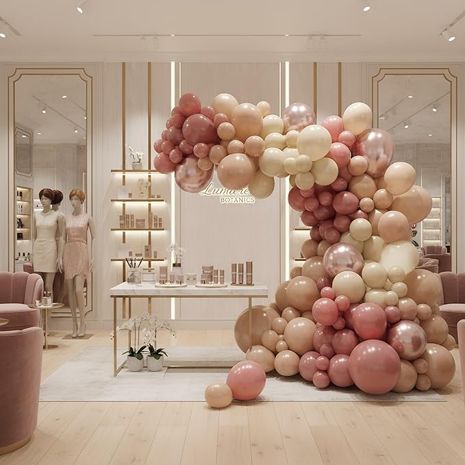 Balloon Garland Arch Kit – 146 Pcs Dusty Pink, White Sand, Nude & Rose Gold Balloons for Baby Shower, Birthday, Gender Reveal, Wedding Party – DIY Kit by Vellax™