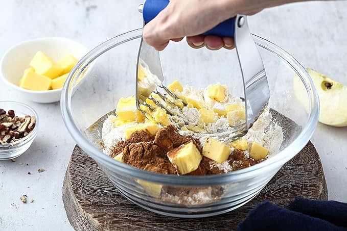 Spring Chef Medium Size Dough Blender For Baking, Dough Cutter Tool, Stainless Steel Puff Pastry Cutter Tool with Soft Grip Handle, Dishwasher Safe Pastry Blender for Easy Mixing - Sapphire
