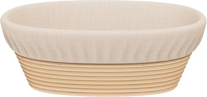 Sondiko Oval Sourdough Proofing Basket, Handmade Sourdough Bread Baking Supplies, Banneton Bread Proofing Basket with Proofing Cloth Liner for Sourdough Bread, Baking(9.6 x 6 x 3 inches)