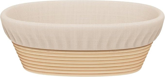 Sondiko Oval Sourdough Proofing Basket, Handmade Sourdough Bread Baking Supplies, Banneton Bread Proofing Basket with Proofing Cloth Liner for Sourdough Bread, Baking(9.6 x 6 x 3 inches)