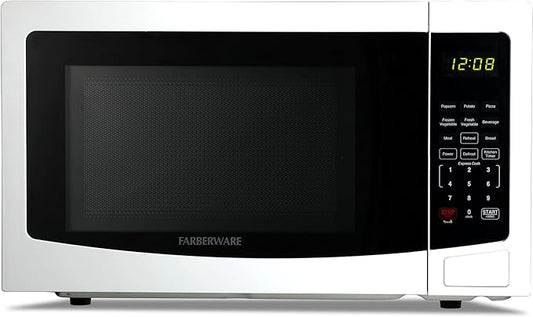Farberware 1.1 Cu. Ft. Countertop Microwave Oven – 1000 Watts Power, Auto Cook Settings, Defrost, Easy Clean and Child Safety Lock - White