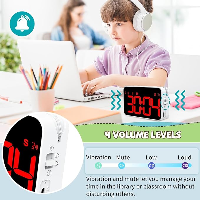 PERSUPER Kitchen Digital Timer, Count Down Up, Rechargeable, Vibration Mode Adjustable Volume and Brightness LED Display, Time Management Cook, Desk, Kids Adults Study Teaching, Kitchen Gadgets Red-1
