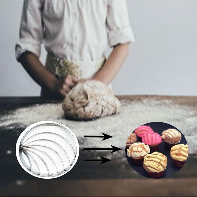 Concha Cutter - Stainless Steel, Mexican Bread Mold, Conch Shaped Bread and Biscuit Baking Mold, Concha Stamp Mold For Pan Dulce Mexicano Cortadora De Pan