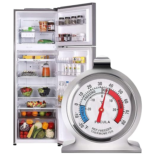2 Pack Refrigerator Thermometer, 30-30°C/20-80°F, Classic Fridge Thermometer Large Dial with Red Indicator Thermometer for Freezer Refrigerator Cooler