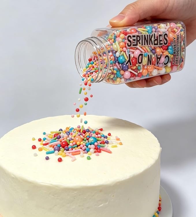 HeDeon&Rles Edible Rainbow Sprinkles for Baking Pearls/Jimmies/Sugar Sanding/Confentti Cake Decoration Birthday Wedding Caketopper