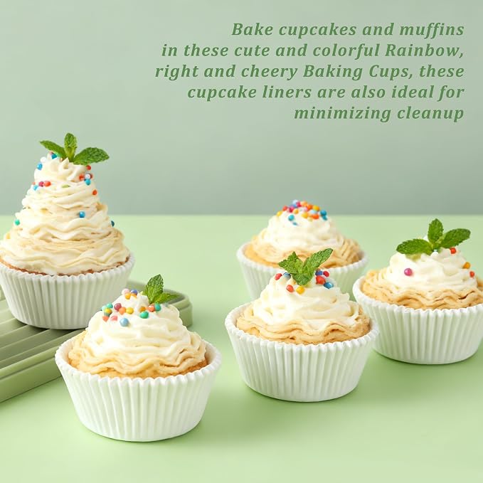 1000 Count White Paper Cupcake Liners, Standard Size 2 Inch, Unbleached Baking Cups for Muffins and Cupcakes (White, 2 Inch)