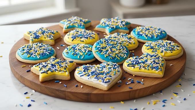 NCS Dark Blue, Yellow & White Jimmies Edible Sprinkles – Cupcake, Cake & Cookie Decorations, 7 oz