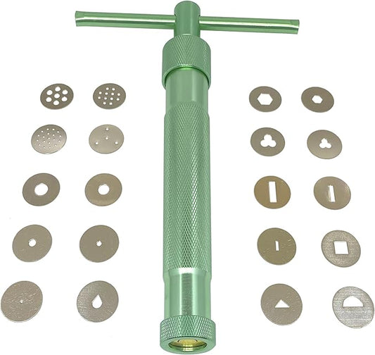 HEVERP Stainless Steel Clay Extruders Sugar Paste Extruder Cake Fondant Decorating Tool Set (Green)