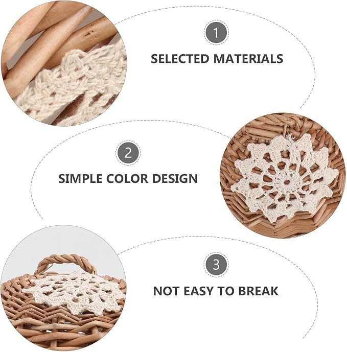 SHINEOFI Hand-woven Rattan Food Protective Cover Basket, Natural Wood Color, Kitchen Storage Organizer for Bread and Pantry, 1pcs Woven Serving Dish Protector