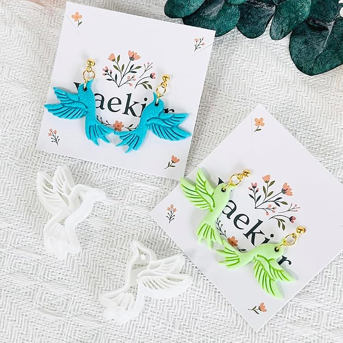 Xaekicr Hummingbird Polymer Clay Cutters for Earrings, 2PCS Clay Earring Cutters, Clay Tools and Molds for Jewelry DIY Making
