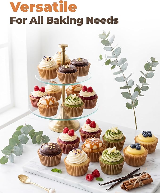 Bake Choice Non-stick 200pcs Standard Cupcake Liners for Baking, Natural, Food-grade Cupcake Wrapper, Greaseproof Parchment Muffin Liners