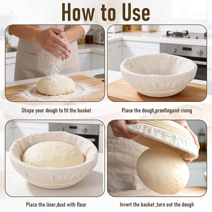 6 Pcs Banneton Liner, Reusable Proofing Basket Liner, Washable Bread Covers for Proofing, Oval Round Sourdough Covers for Proofings Baking Accessories for Home Bread Making