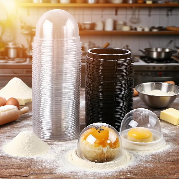 EchoDone Clear Plastic Mini Cupcake Boxes Muffin Pod Dome Single Container Box Wedding Birthday Gifts Boxes Supplies 50 Pack (Black)