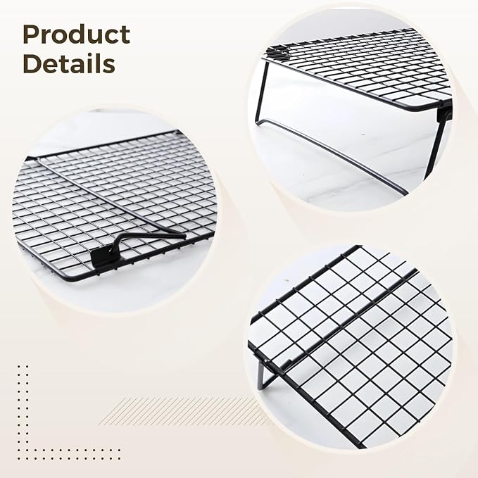 Extra Large Foldable Cooling Rack - Multi-Purpose Baking Cooling Rack for Cakes, Breads, Laptop Stand for Computer Cooling, Grill Rack with Foldable Legs (16.85" x 11.05")