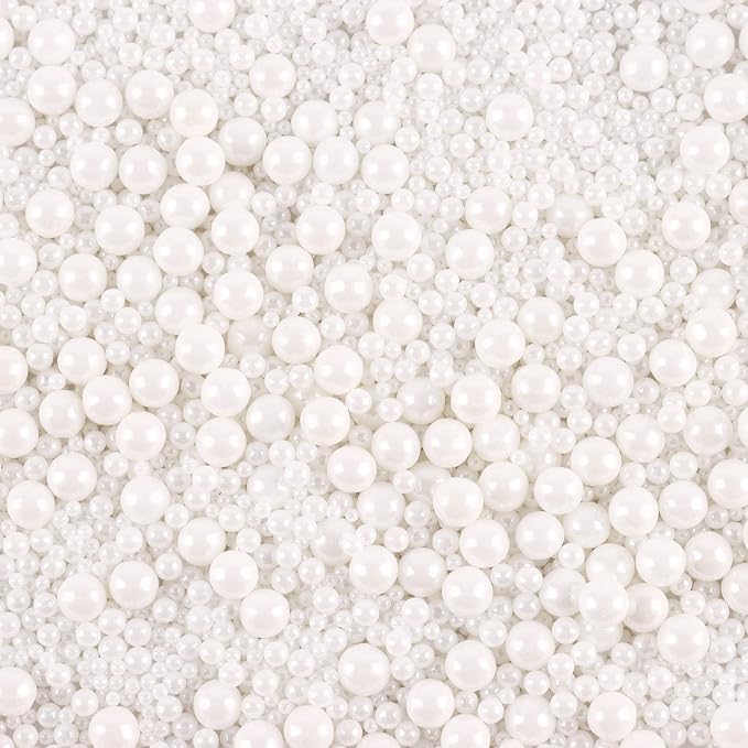 Edible Sprinkles for cake decorating, 7 ounces White Pearl Sugar Candy cupcake, cookies, ice cream toppings cake decorations for wedding shower party Anniversary