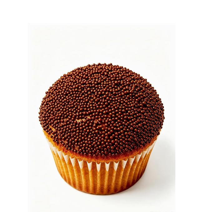Homipooty Nonpareils Sprinkles Edible Brown Pearl Sugar sprinkles 110g/3.88oz 2mm Mini Pearls for Cake Decorating Cupcake Topper and Cookie Ice Cream Valentines Day Halloween Christmas Supplies