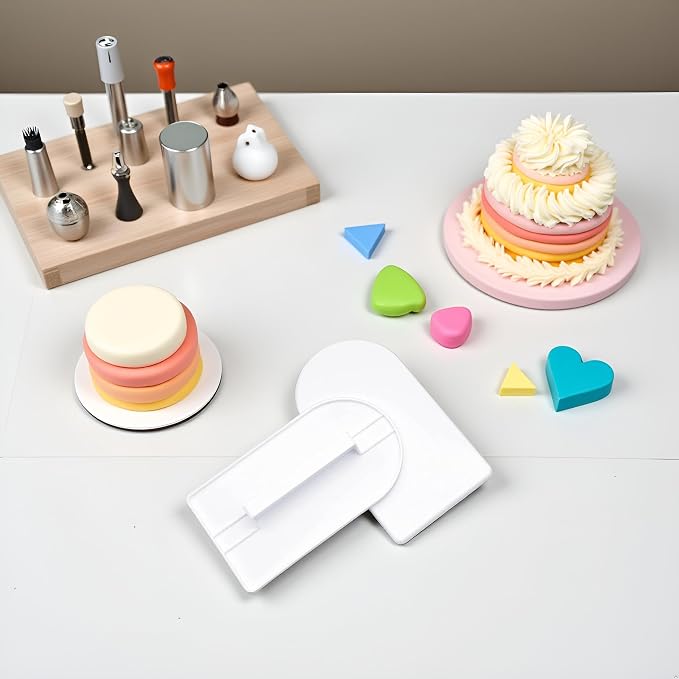 2 Pcs White Plastic Fondant Icing Smoother Polisher Icing Scraper Paddle Tool for Cake Decoration Sculpting and Modeling Tools Decorating Tools