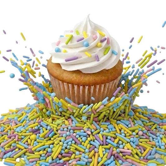 Manvscakes, Pastel Rainbow Sprinkles, Dye Free Cake Decorations, Nut and Gluten Free, Easter Cupcake Topping, 3oz