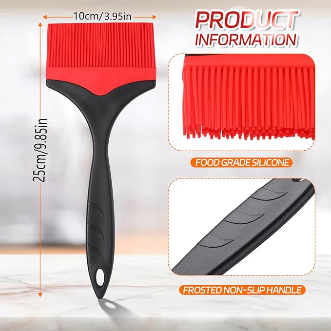 Large Silicone Basting Pastry Brush - 3.95inch Extra Wide Silicone Basting Brush for Grilling,Heat Resistant Brushes Spread Oil Butter Sauce for Cooking Baking BBQ,Dishwasher Safe,Set of 2