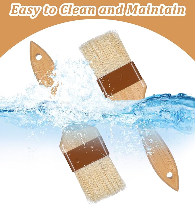 2 Pack Pastry Brush, Natural Bristle Basting Brush for Baking Cooking, Wooden Handle Oil Brush for Butter Egg Wash Sauce Marinade for Kitchen Baking Tools