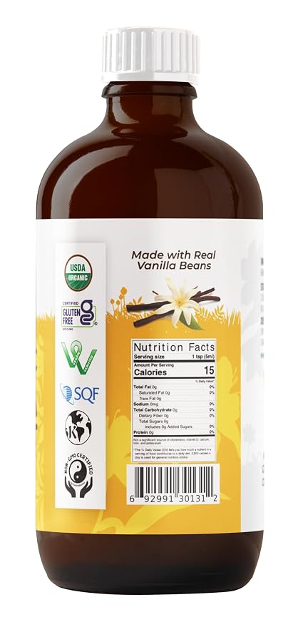 Jiva Organics Pure Vanilla Extract 4oz - 100% Real Extract - For Cooking, Drinks & Desserts - 100% Vegan, Sugar Free & Kosher - Non-GMO & Gluten-Free