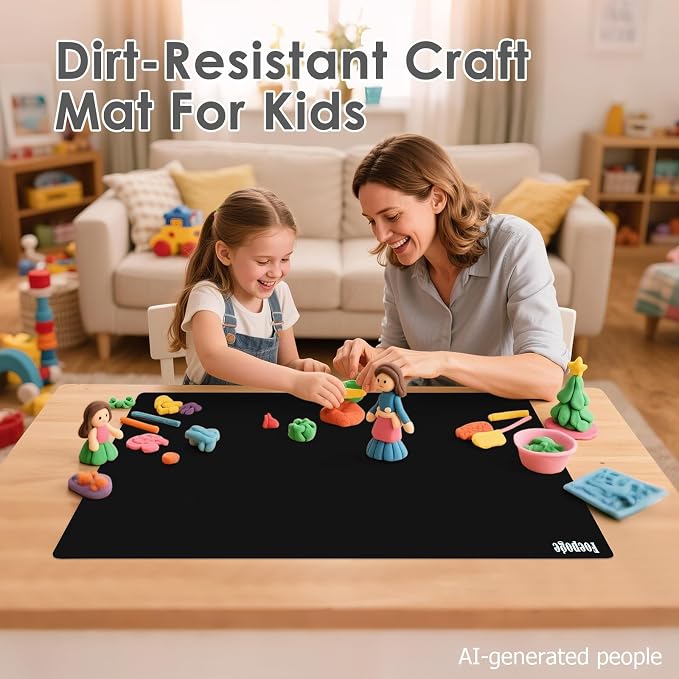 31.5" x 23.6" Extra Large Silicone Mat for Resin Casting, Epoxy and Crafts, Nonstick Silicone Sheet for Jewelry Casting Molds, Countertop Protector Mat Heat Resistant Placemats by Foepoge, Black