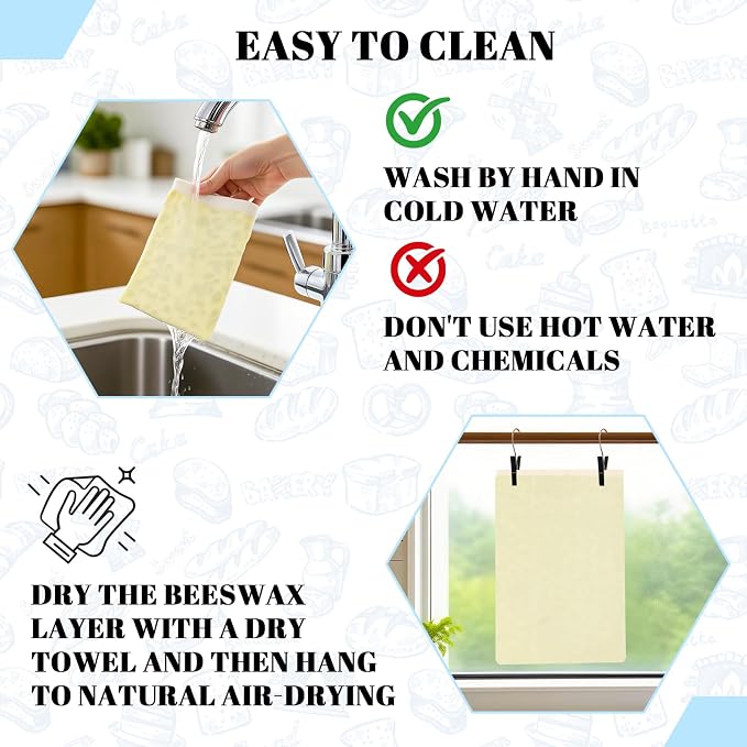 1 PCS Beeswax Bread Bags - 17x13 Inch Reusable Bread Storage Bags,Bees Wax Lined Bread Bags for Home Cooks fresh bread storage Easy Clean (Blue Floral)