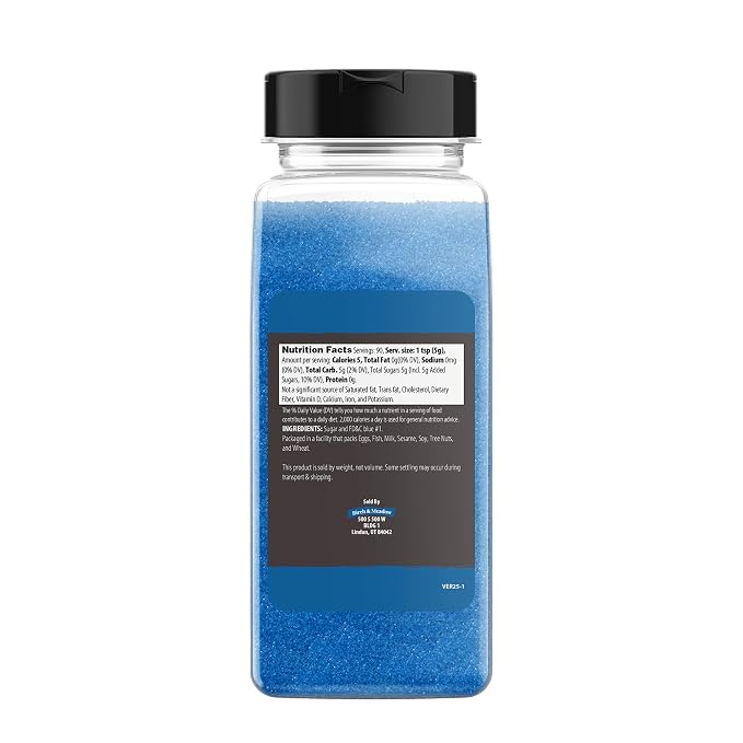 Birch & Meadow Blue Sanding Sugar, 1 lb, Colorful Sugar Crystals for Festive Holiday Baking (Pack of 2)