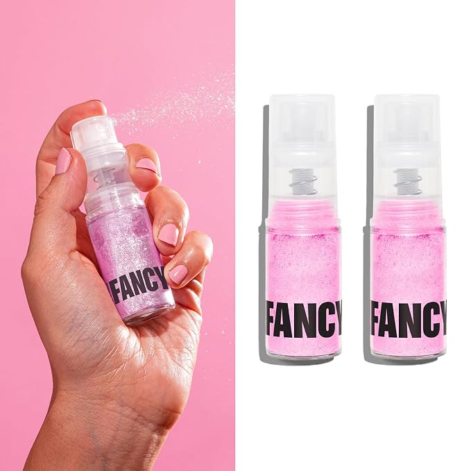 Fancy Sprinkles Pink Sapphire Edible Glitter Spray Pump | 2-Pack Pink Iridescent Glitter for Drinks, Cocktails & Cake Decorating | Vegan & Gluten Free | Made in USA | 4gm each