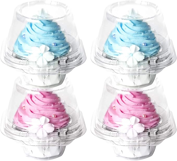 Hedume 120 Pack Individual Cupcake Container, BPA-Free Clear Plastic Single Deep Dome Stackable Individual Cupcake Box for Wedding, Party