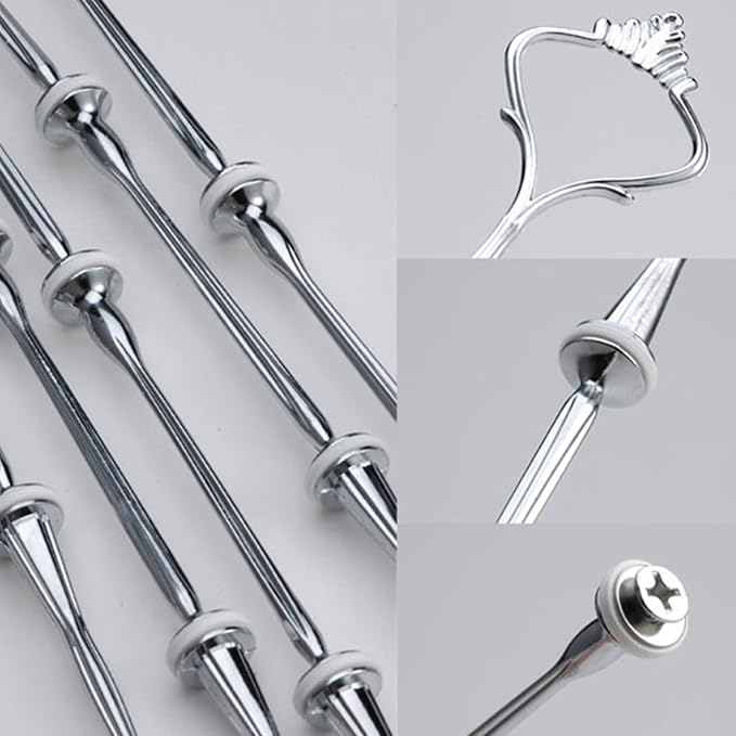 3 Tier Cake Stand Hardware Kits Heavy Duty for Tiered Fruit Cake Plate Stand Stable Handle Fitting Hardware Rod Cupcake Holder Support Silver Crown 5 Sets（Plate not Included）