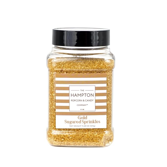 Gold Sanding Sugar Gold Sprinkles 11.28 oz, Gold Sugar Sprinkles, Gold Sanding Sugar For Cookie Decorating, Sanding Sugar For Baking, The Hampton Candy Company