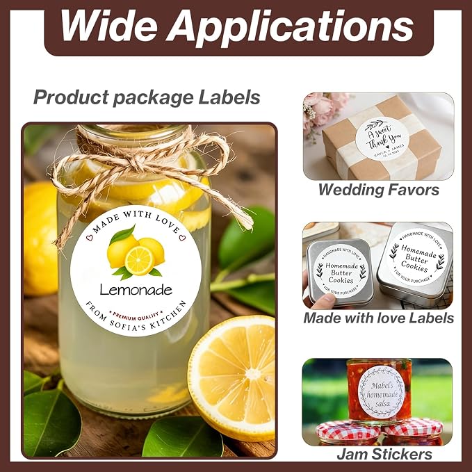 Custom Round Stickers,Custom Waterproof Vinyl Labels,Personalized Made with Love Stickers for Small Business Packaging, Wedding Favors, Branding-0.75-10inch (50-1000 pcs)