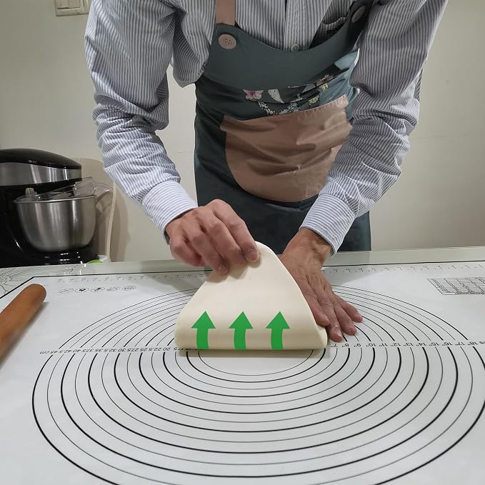 Yansumi silicone pastry non stick baking mat with measurement fondant mat with three sizes for silicone baking mat, counter mat, dough rolling mat,fondant/pie crust mat (Black, 28"L x20"W)