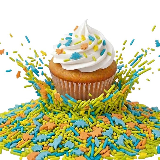 Manvscakes, Dinosaur Sprinkles for Baking, No Artificial Dyes, Natural Colors, Dino Cake Decorations, Nut and Gluten Free, Cupcake Toppings, 3oz