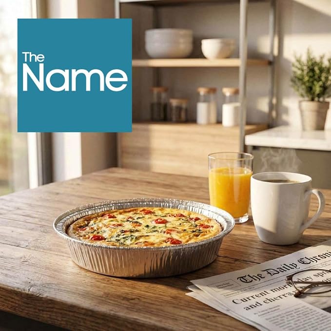 The Name 7" Round 30 Pack Aluminum Foil Pans Disposable Pie Tins, Mini Pans, Tart Baking Trays, Oven/Freezer Safe, Perfect for Apple Pie, Pumpkin Pie, Quiche, Pot Pie, Cobbler, Catering & Food Service