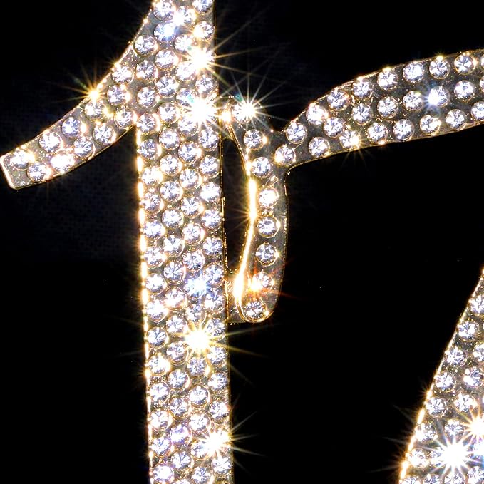 Scotamalone 17 cake topper Premium Bling Rhinestone Diamond Gems for Birthday or Anniversary Party Decoration Ideas