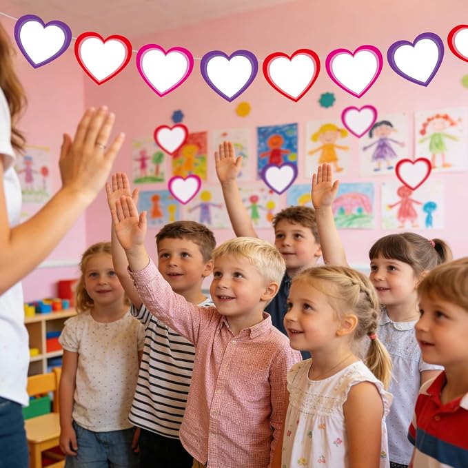 Vuzvuv 48Pcs 6In Blank Heart Paper Cutouts with 100Pcs Glue Points for Wall Bulletin Board Decorations, Heart Cut Out for Classroom, DIY Crafts & Party Banners