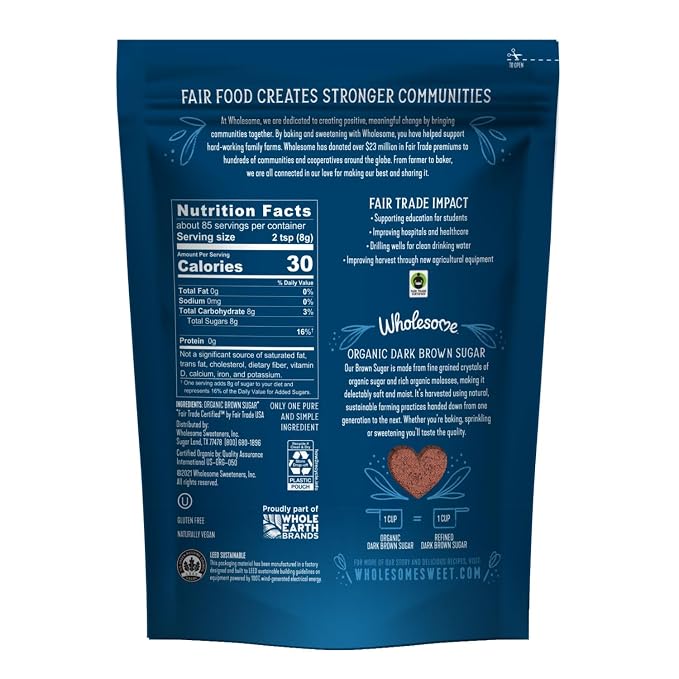 Wholesome Fair Trade Organic Dark Brown Sugar, 24oz, 3-Pack