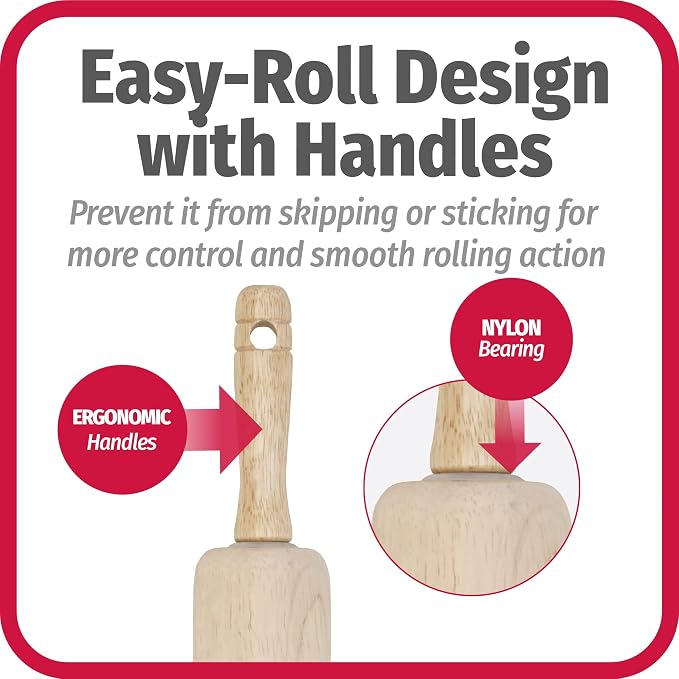 GoodCook Everyday Rolling Pin,17 inches,Wood,(Pack of 6)