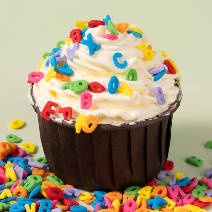 Letters Sprinkles for Cake Decorating 7 Ounces Edible Alphabet Confetti Sprinkles Multicolor for Ice Cream Sugar Candy Baking Cake Cupcake Toppers Cookie Donut Dessert (Not including a full alphabet set)