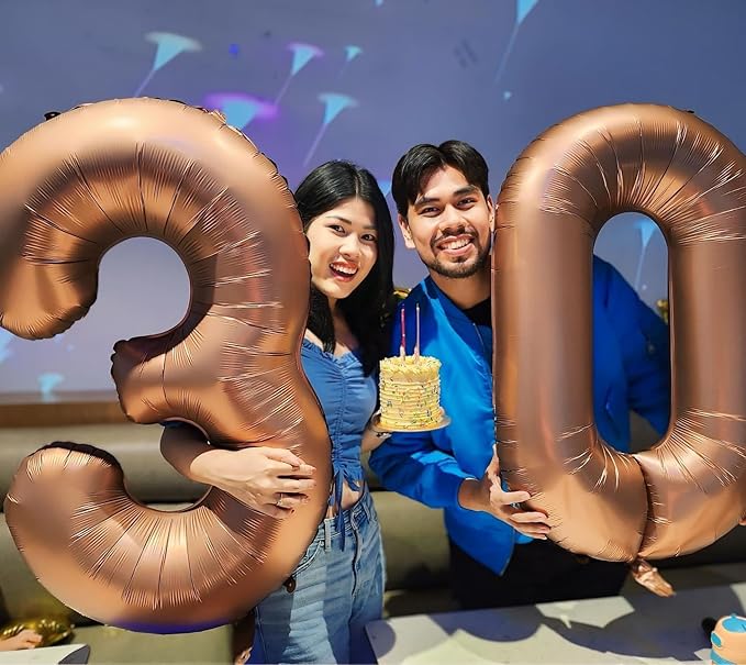 Dark Brown Number 30 Balloon 40 inch, Coffee Brown 30 Number Balloons, 30st Birthday Decorations, Chocolate 30 Year Old Women Men Party Supplies