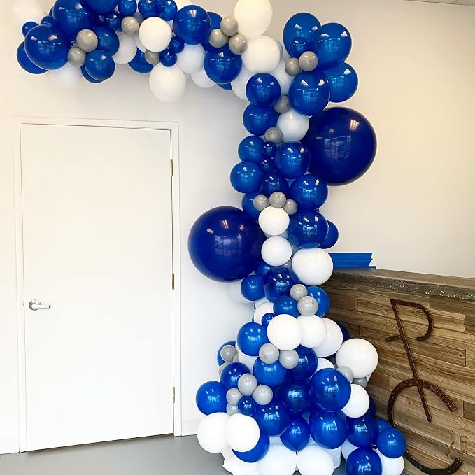 Voircoloria 130pcs Navy Blue Balloons Different Sizes 18" 12" 10" 5" Dark Blue Balloons for Birthday Graduation Baby Shower Anniversary New Year Party Holiday Decorations