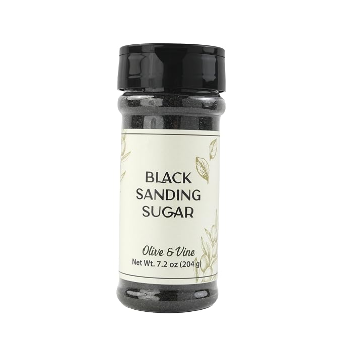 Olive & Vine Black Sanding Sugar, Sweet Finish, For Baking & Decorating, Rich Tradition, Authentic Taste, For Global Recipes (7.2 Ounce)